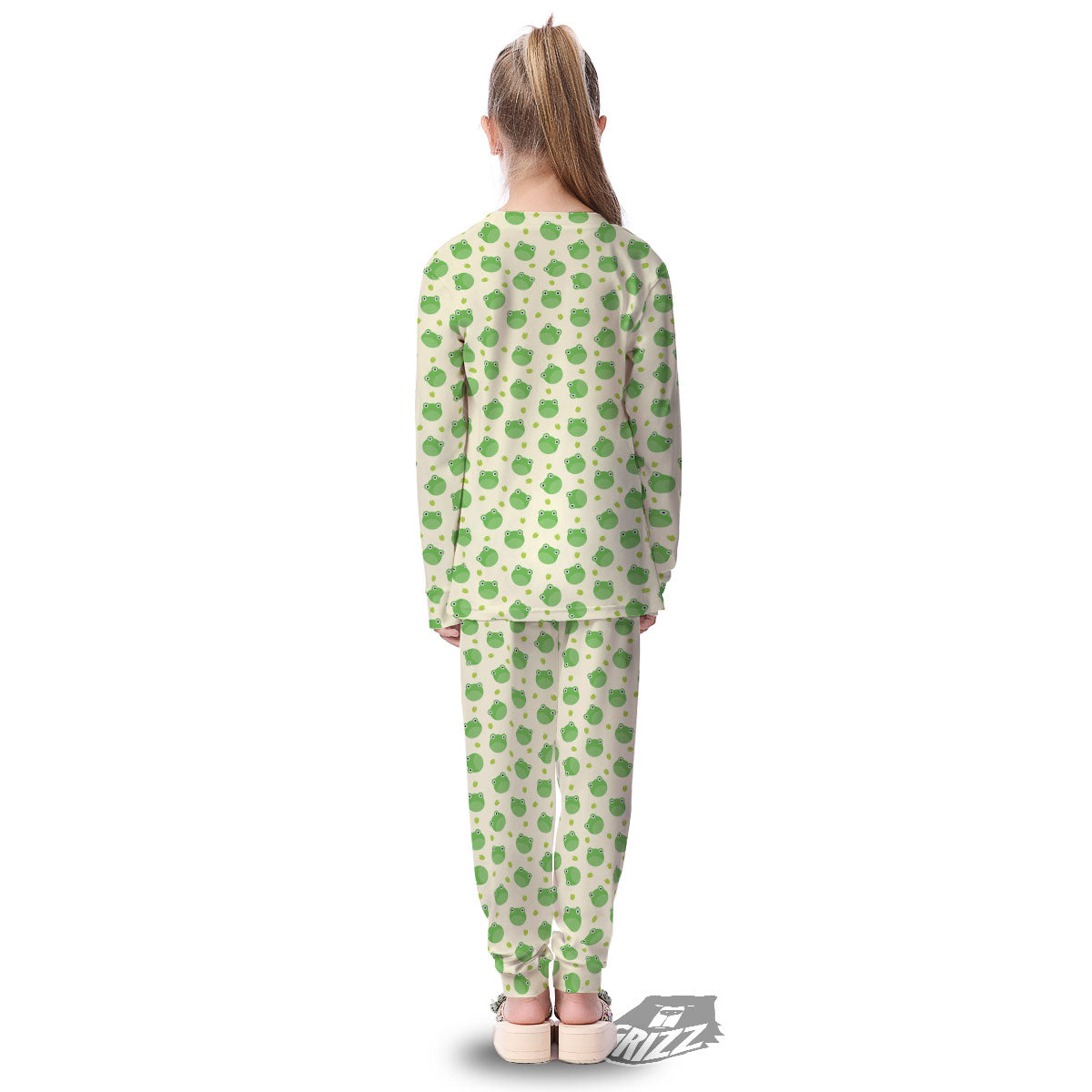 Frog Faces Print Pattern Kid's Pajamas-grizzshop