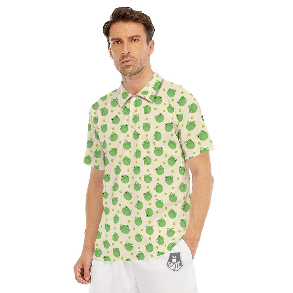 Frog Faces Print Pattern Men's Golf Shirts-grizzshop