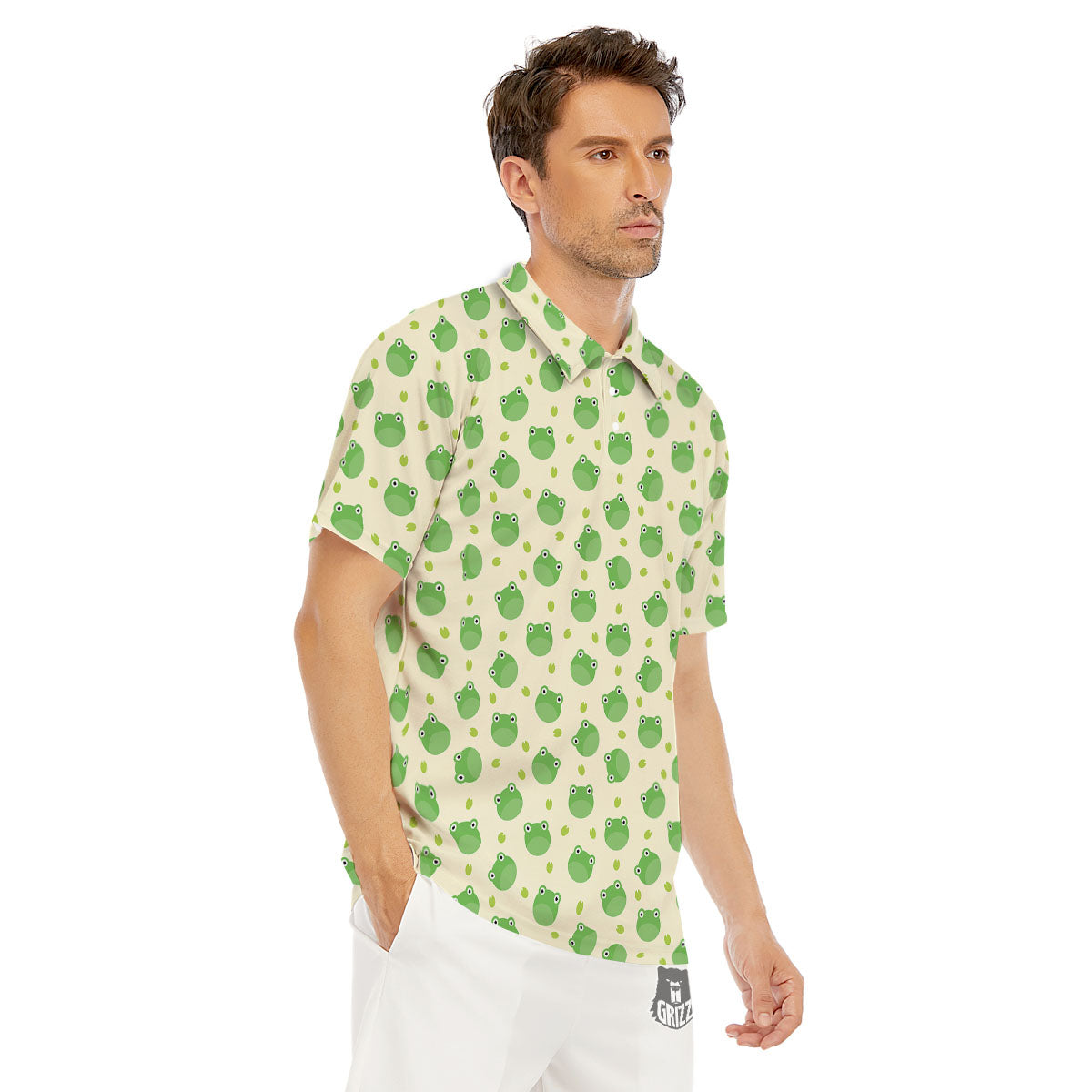 Frog Faces Print Pattern Men's Golf Shirts-grizzshop