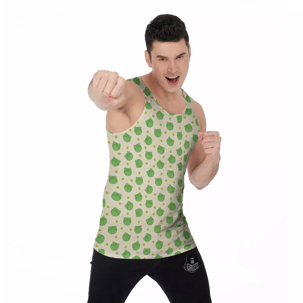 Frog Faces Print Pattern Men's Tank Top-grizzshop