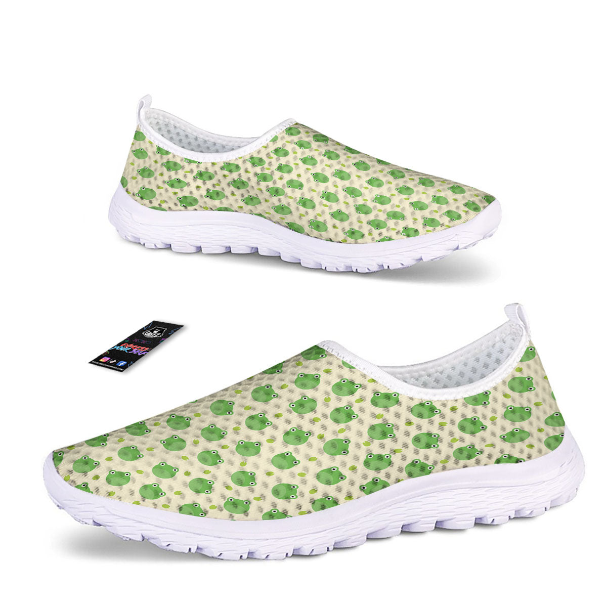 Frog Faces Print Pattern Nurse Shoes-grizzshop
