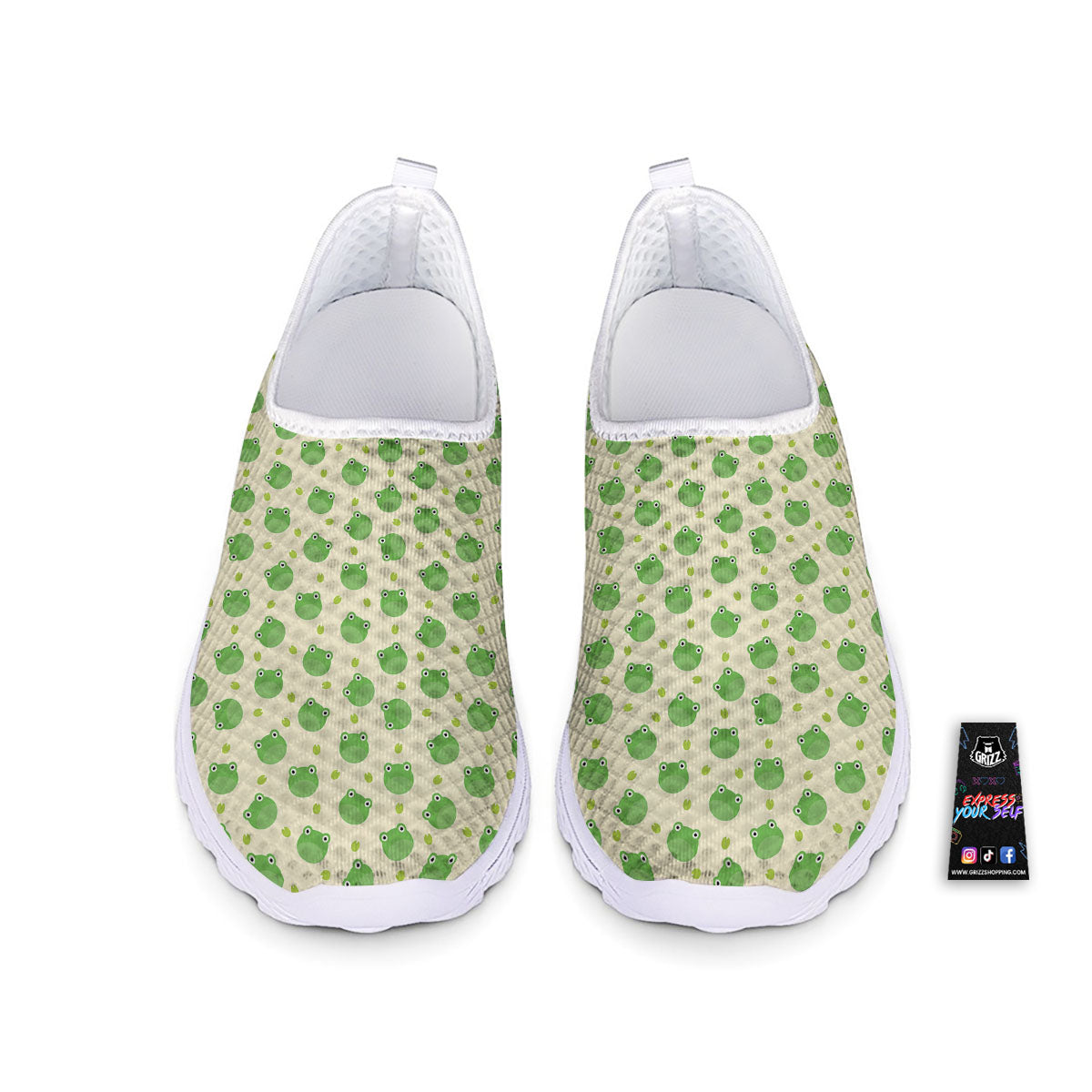 Frog Faces Print Pattern Nurse Shoes-grizzshop