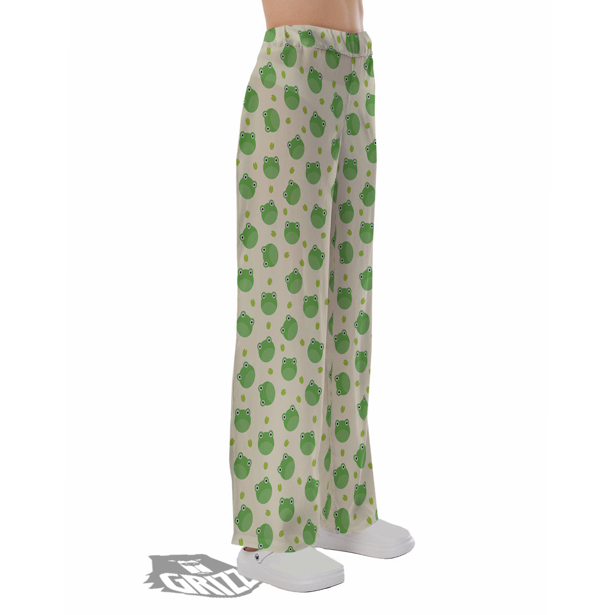 Frog Faces Print Pattern Pajama Pants-grizzshop