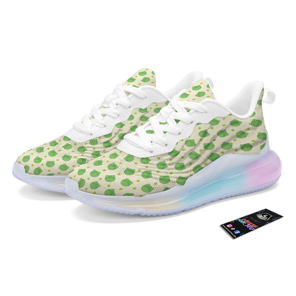 Frog Faces Print Pattern Running Sneakers-grizzshop