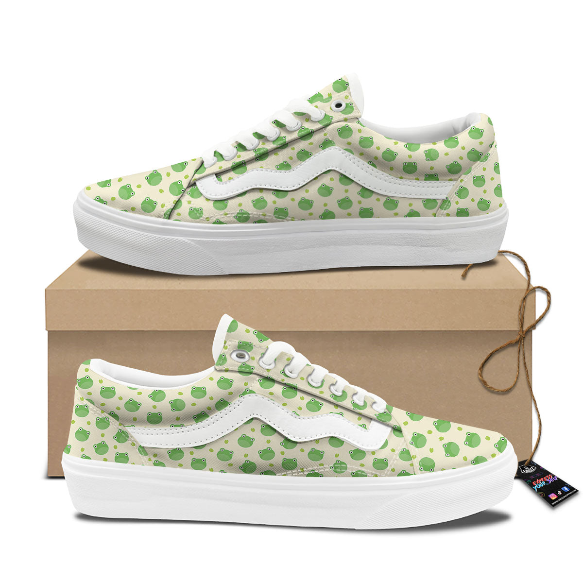 Frog Faces Print Pattern Skate Shoes-grizzshop