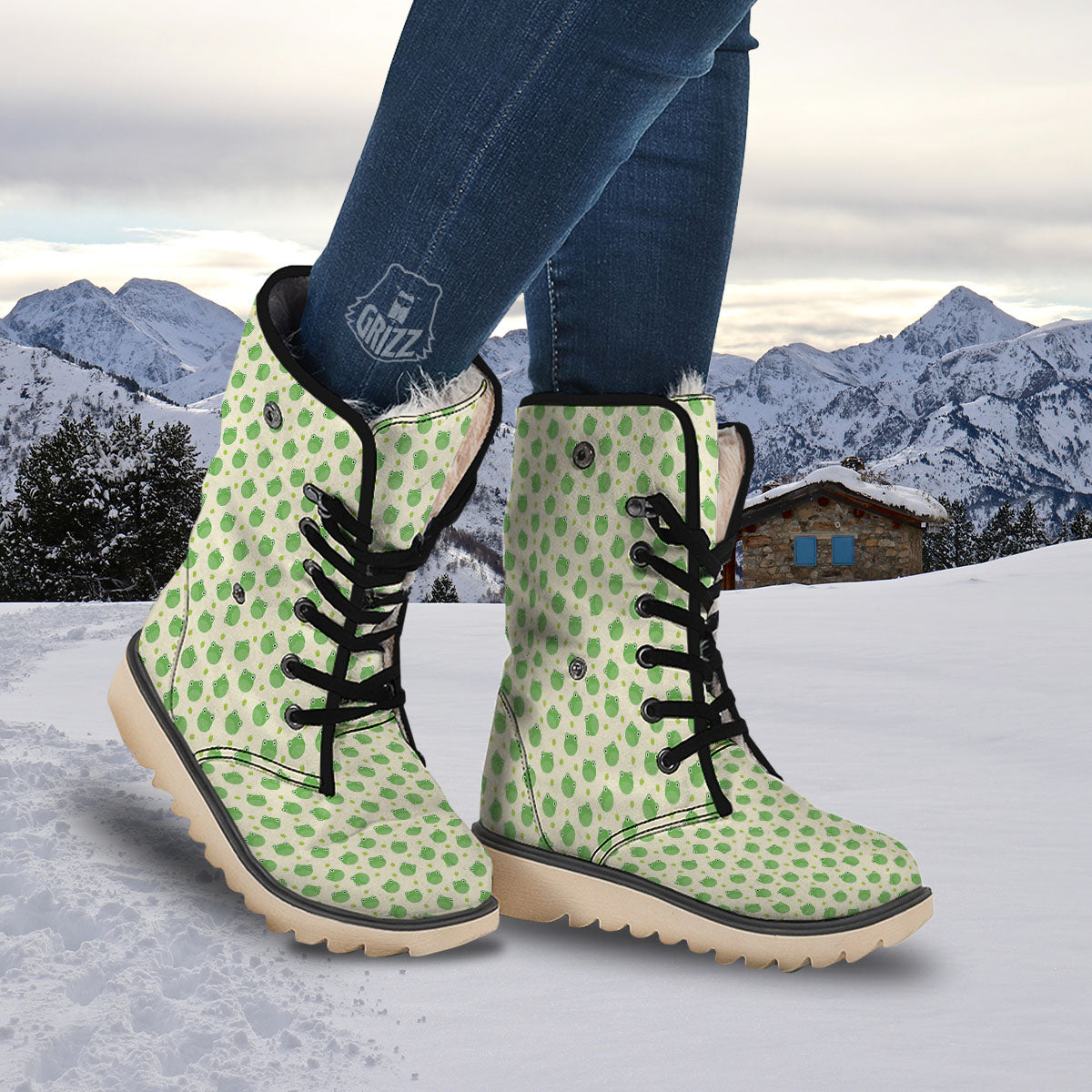 Frog Faces Print Pattern Snow Boots-grizzshop