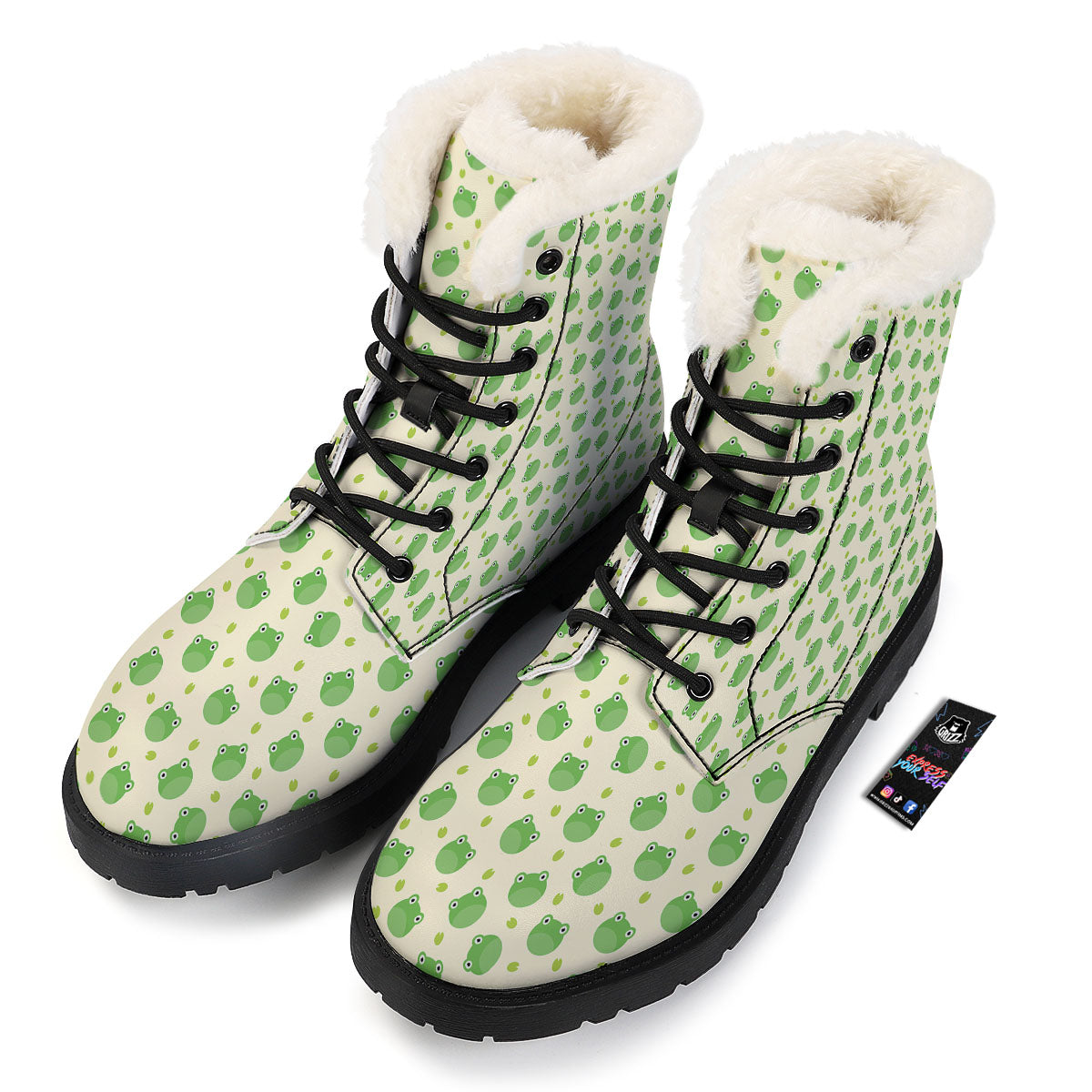 Frog Faces Print Pattern Winter Boots-grizzshop