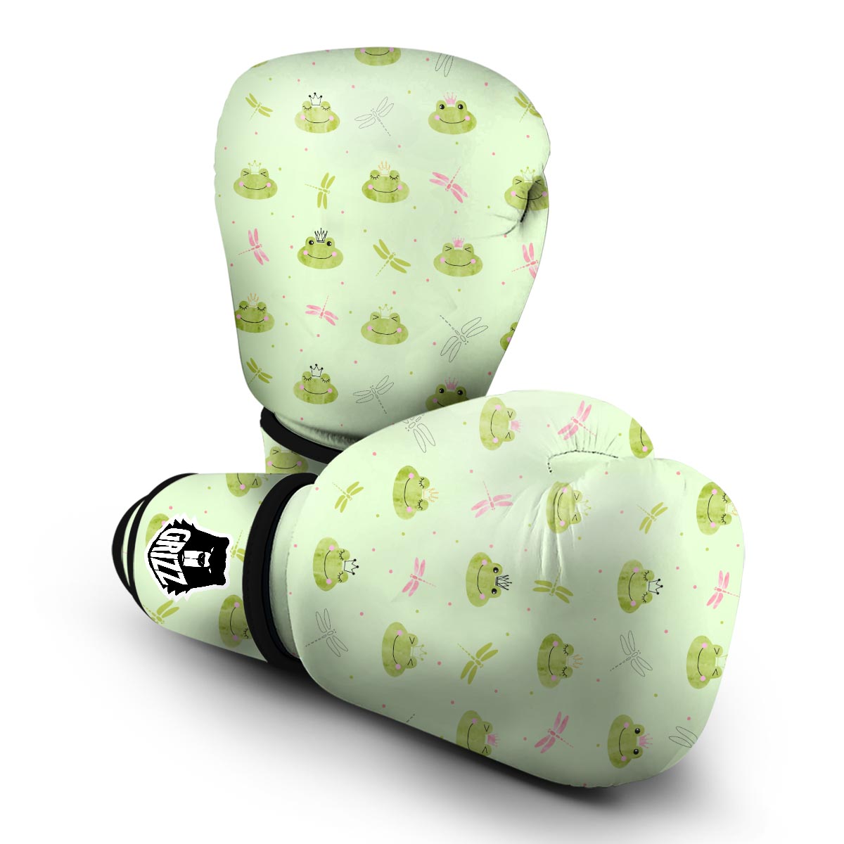 Frog Prince Crown Pattern Print Boxing Gloves-grizzshop
