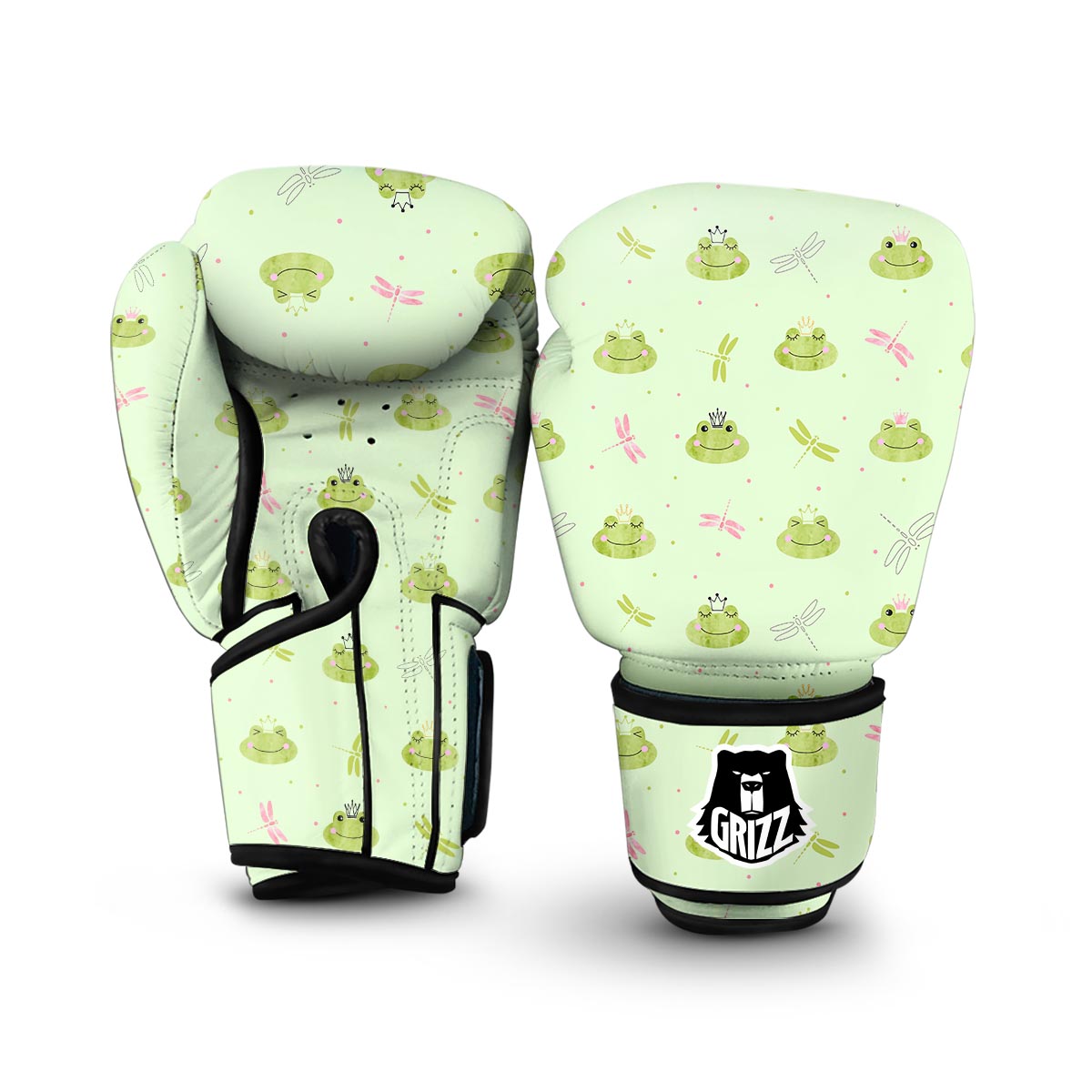 Frog Prince Crown Pattern Print Boxing Gloves-grizzshop