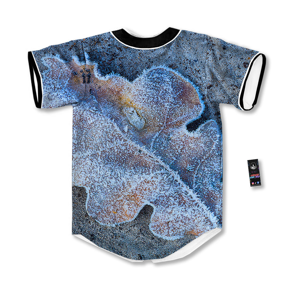 Frozen Leaf Oak Print Baseball Jersey-grizzshop