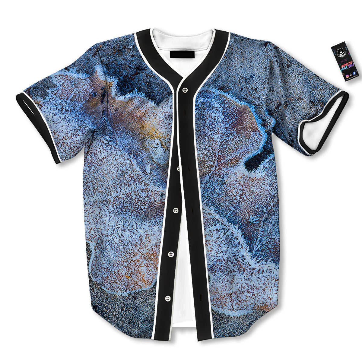 Frozen Leaf Oak Print Baseball Jersey-grizzshop