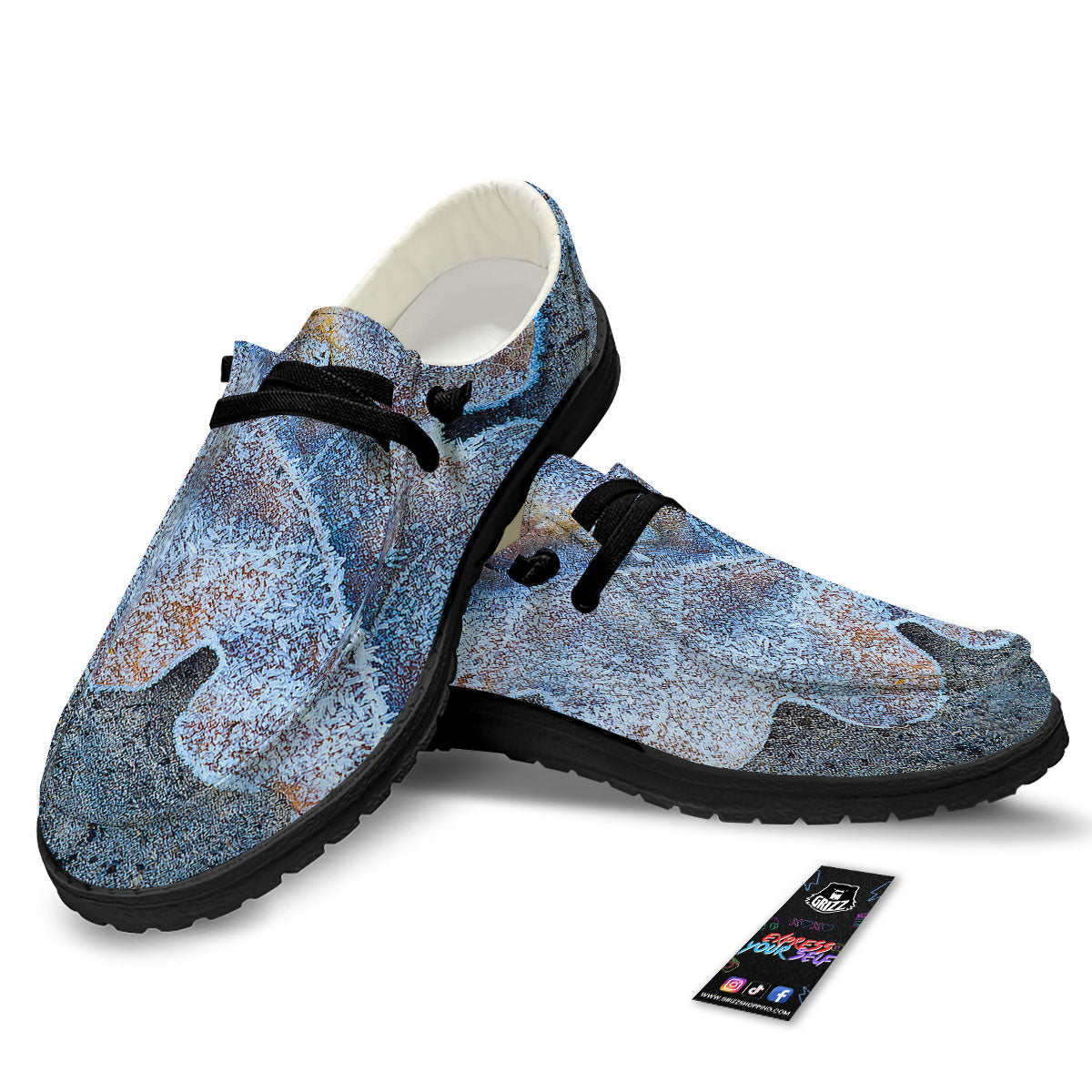 Frozen Leaf Oak Print Black Loafers-grizzshop