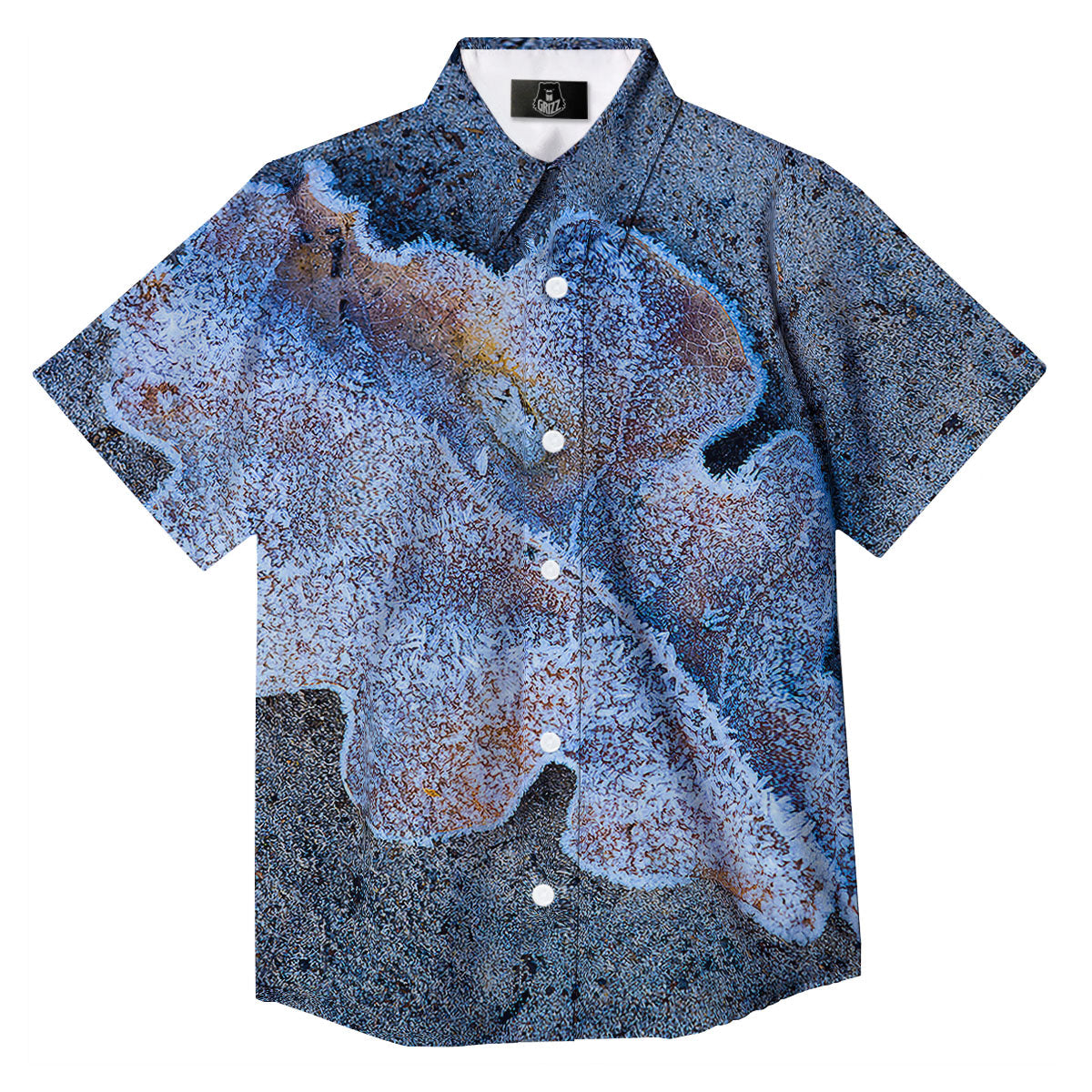 Frozen Leaf Oak Print Button Up Shirt-grizzshop