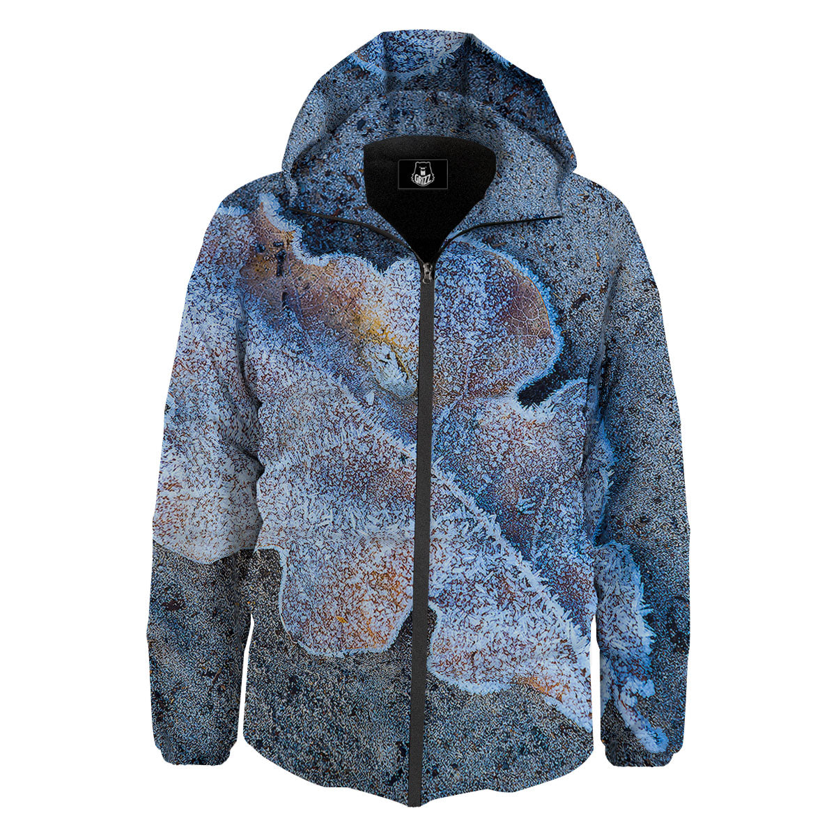 Frozen Leaf Oak Print Down Jacket-grizzshop