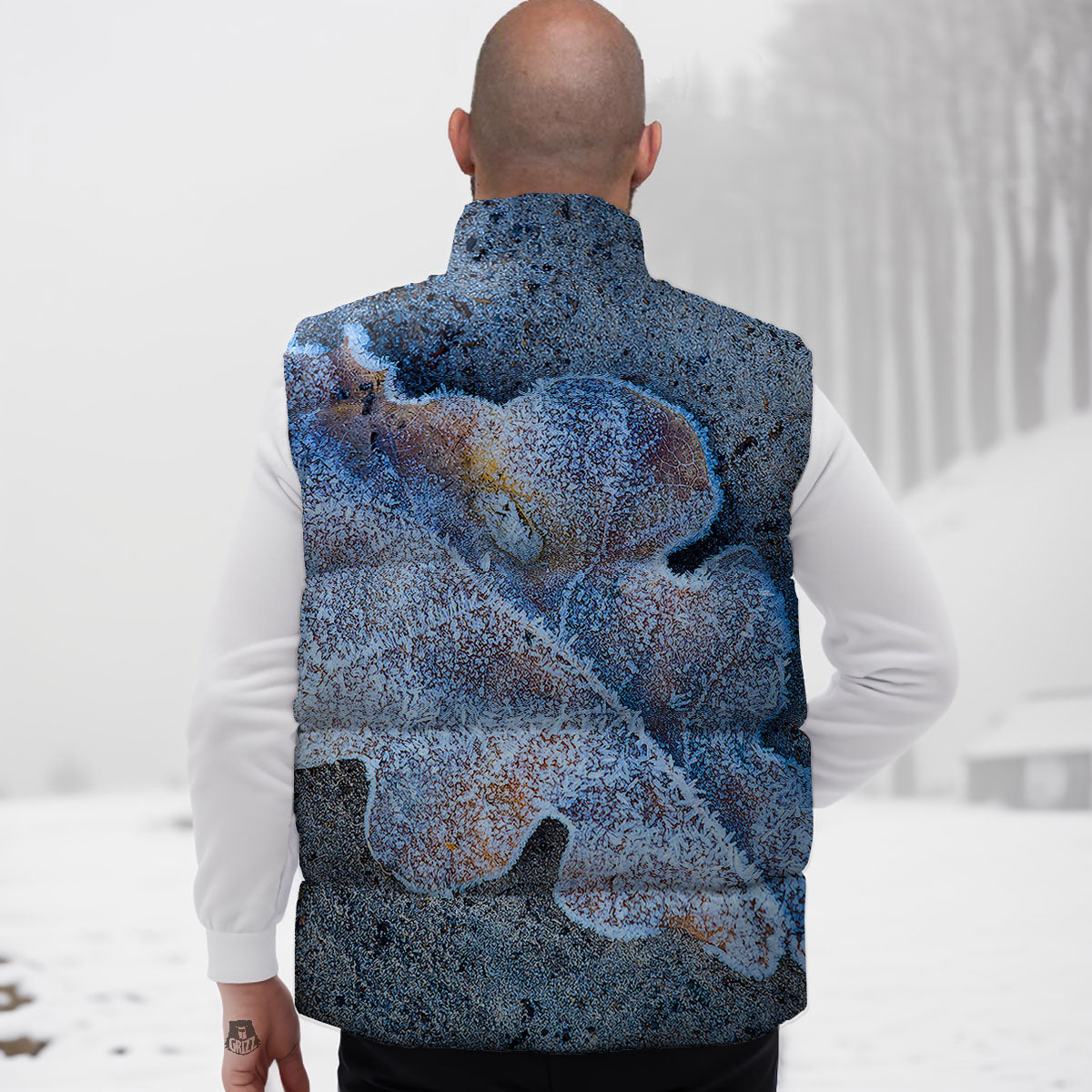 Frozen Leaf Oak Print Down Vest
