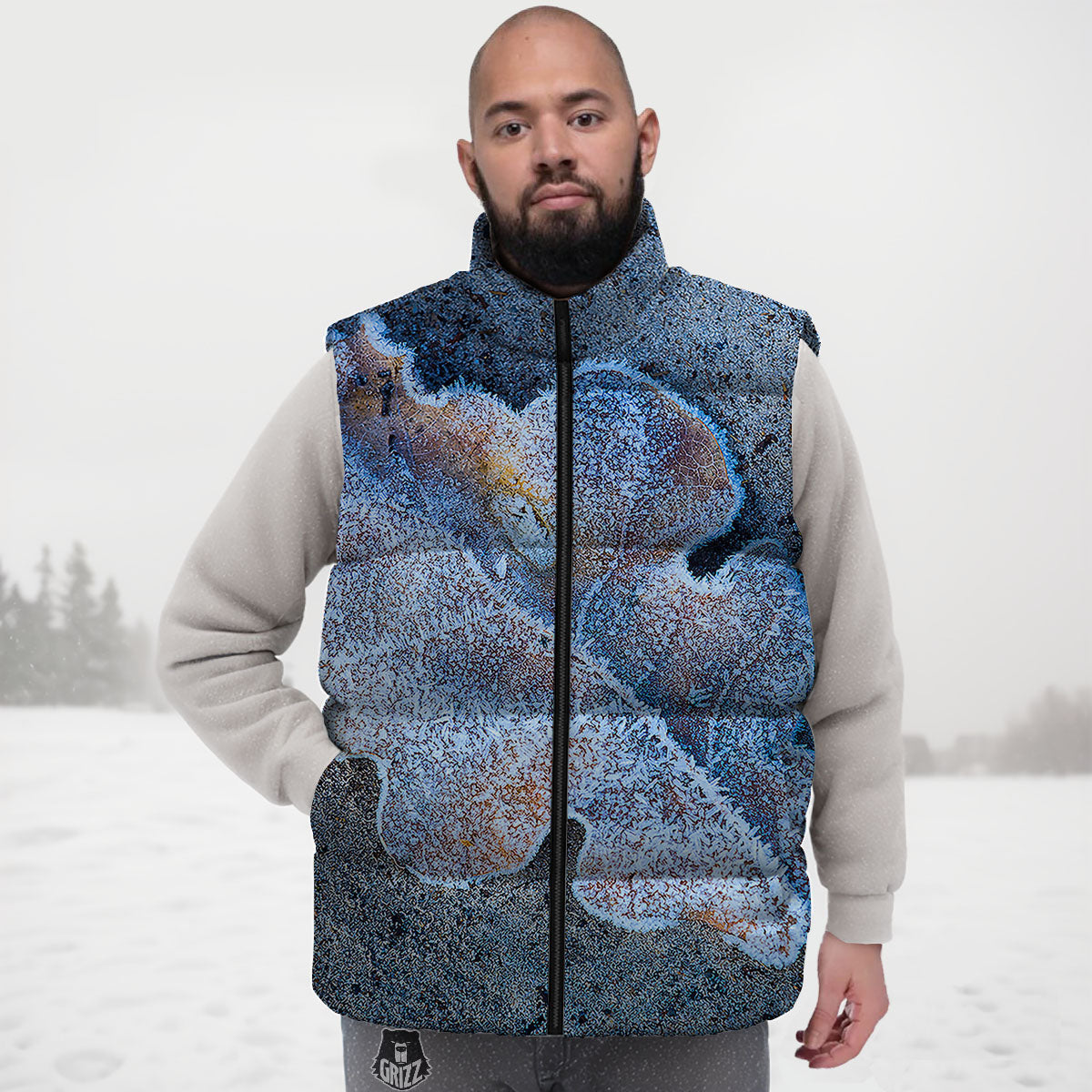 Frozen Leaf Oak Print Down Vest