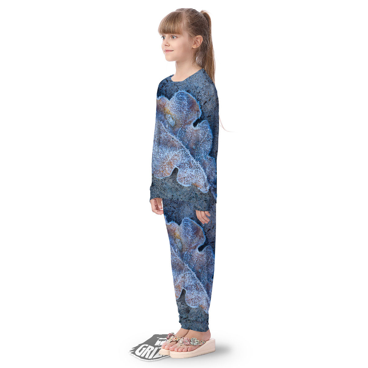 Frozen Leaf Oak Print Kid's Pajamas-grizzshop
