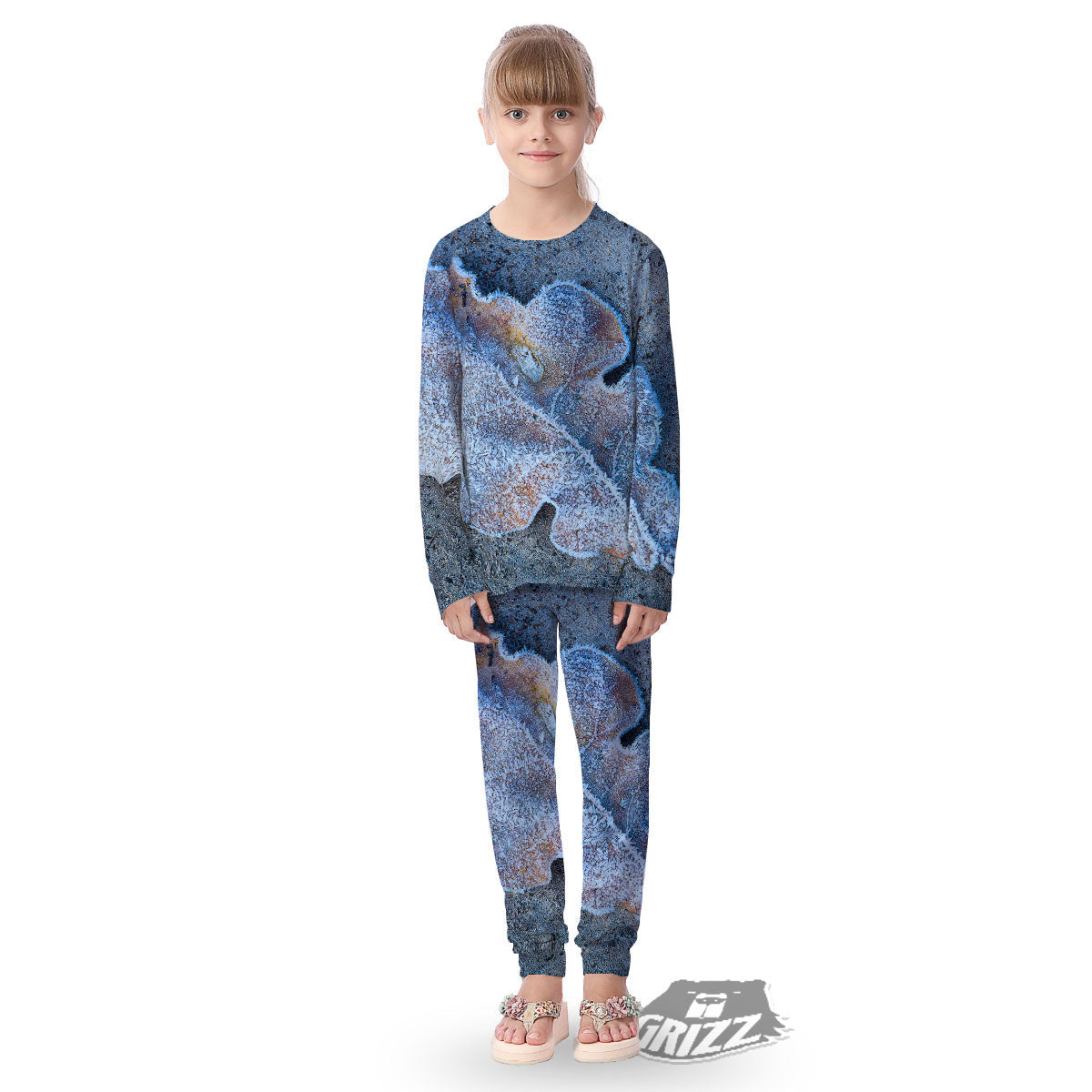 Frozen Leaf Oak Print Kid's Pajamas-grizzshop