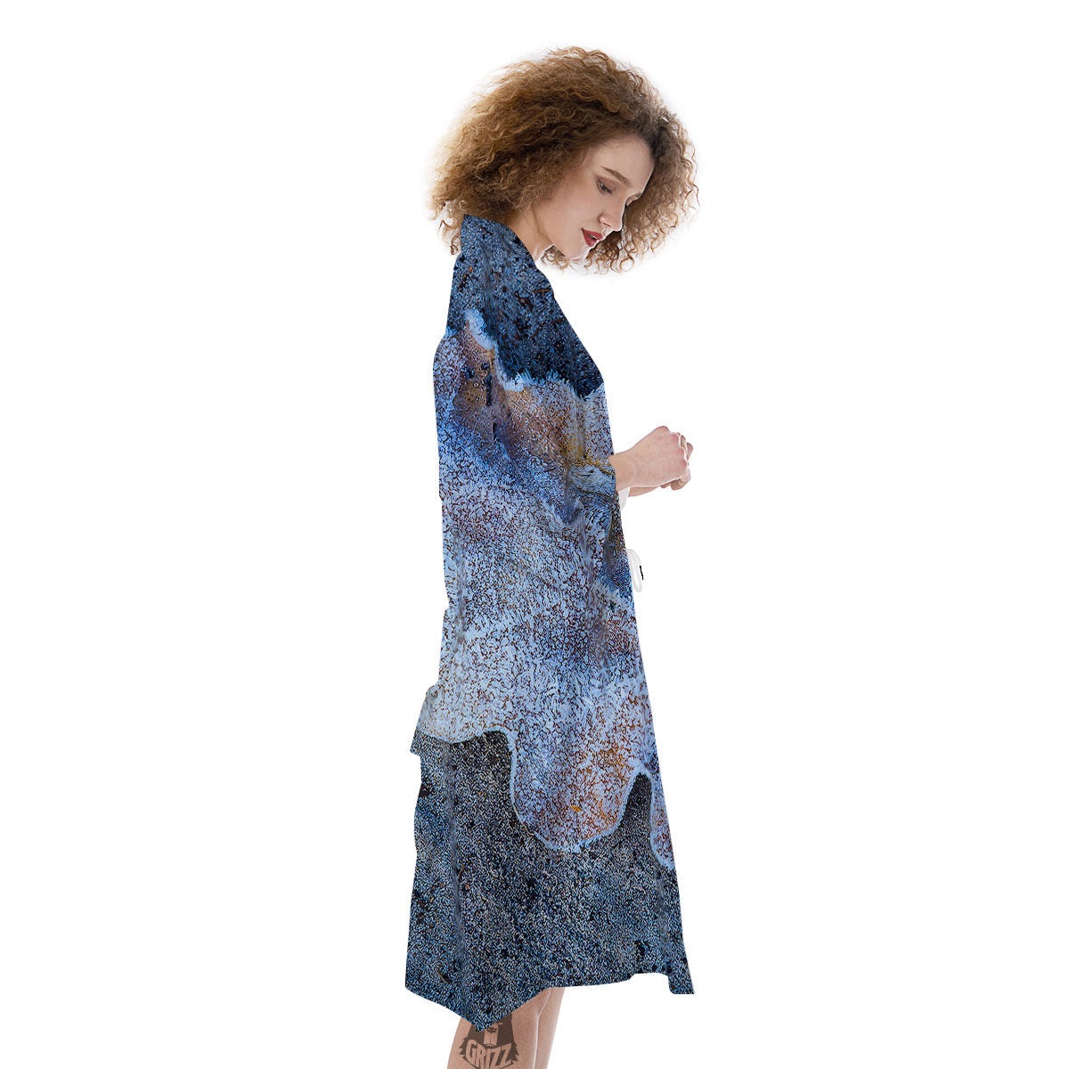 Frozen Leaf Oak Print Kimono-grizzshop