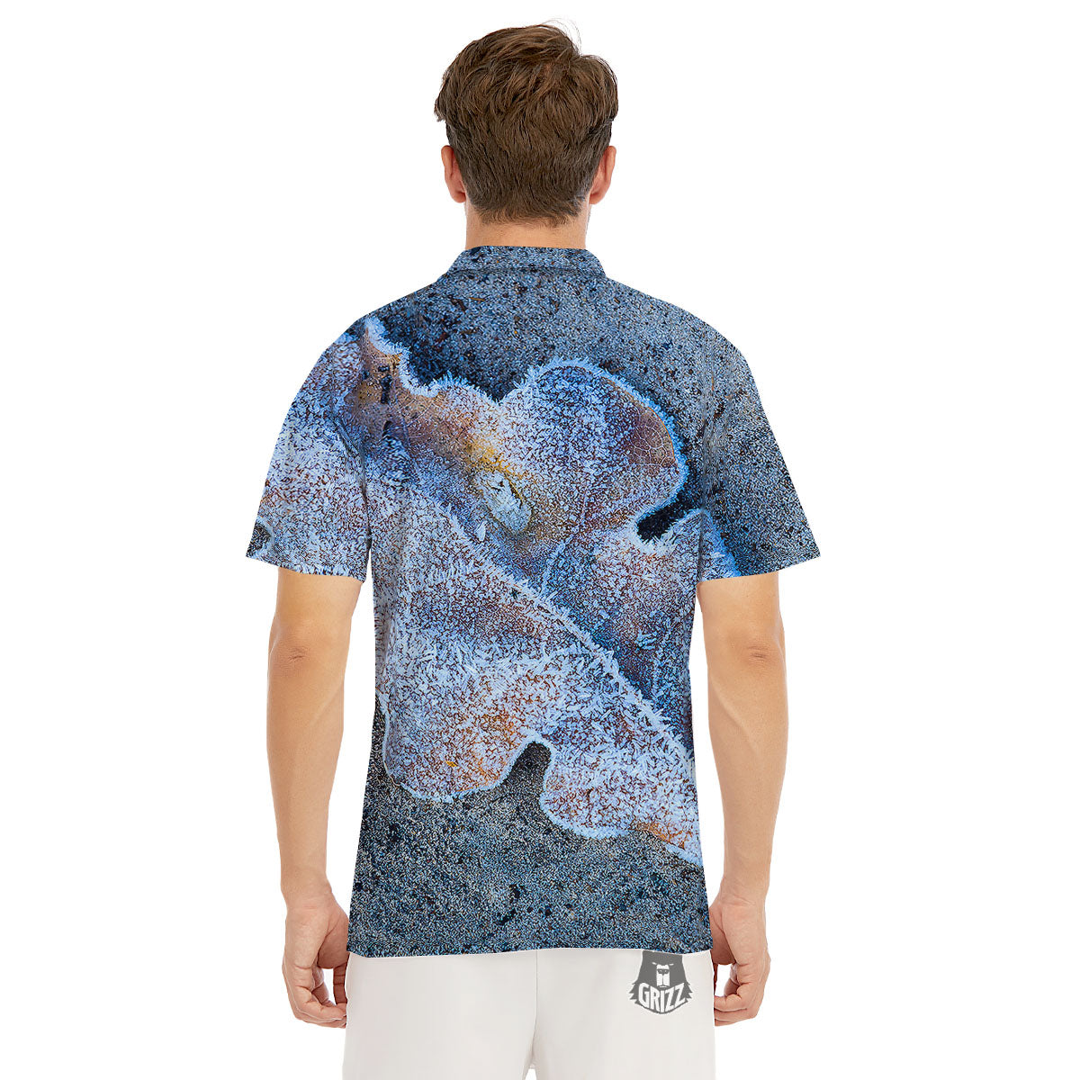 Frozen Leaf Oak Print Men's Golf Shirts-grizzshop