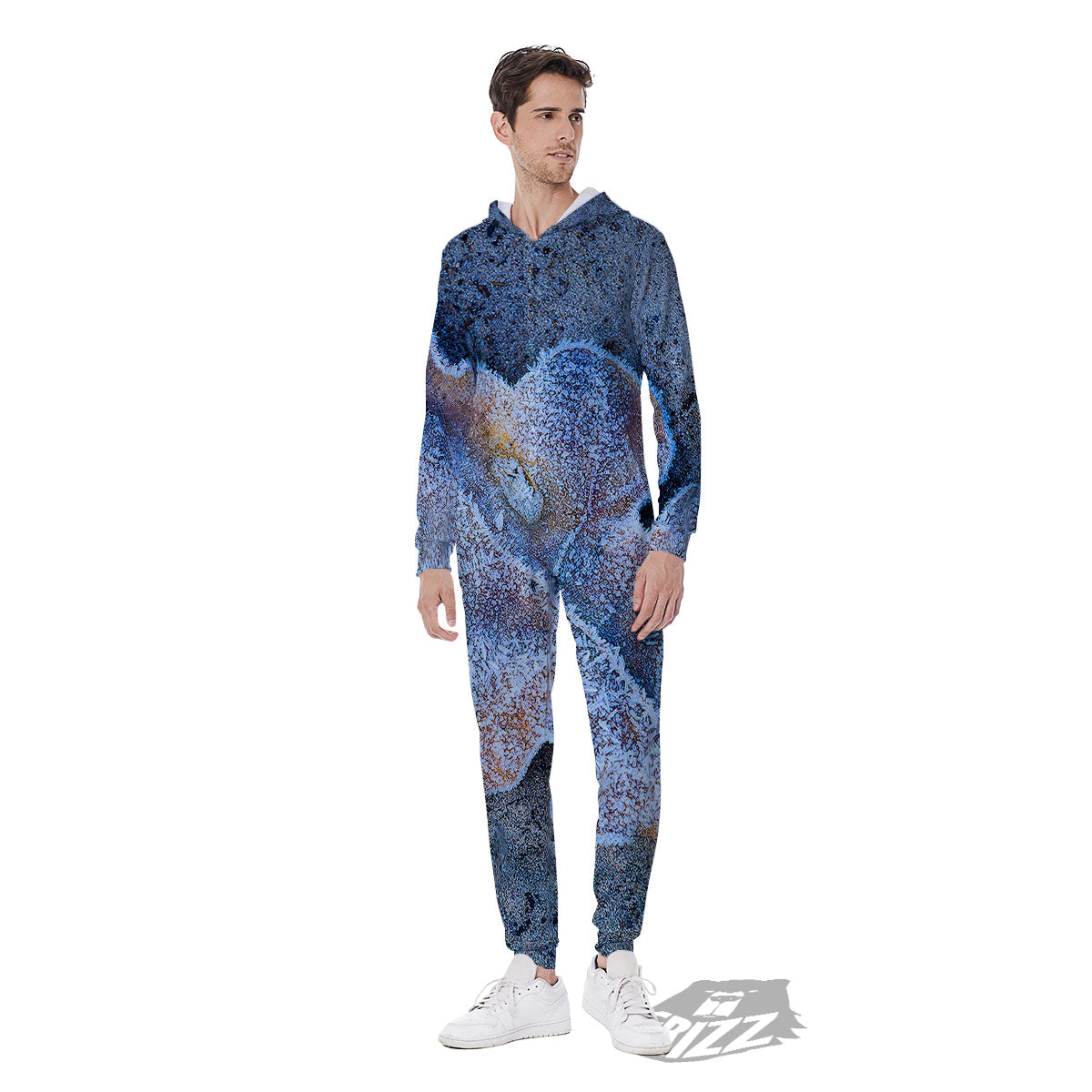 Frozen Leaf Oak Print Men's Jumpsuit-grizzshop
