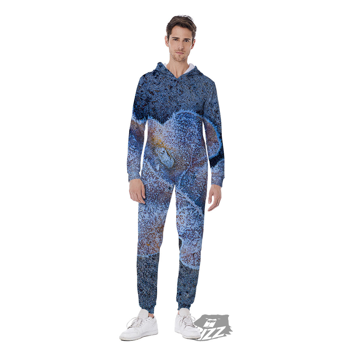 Frozen Leaf Oak Print Men's Jumpsuit-grizzshop