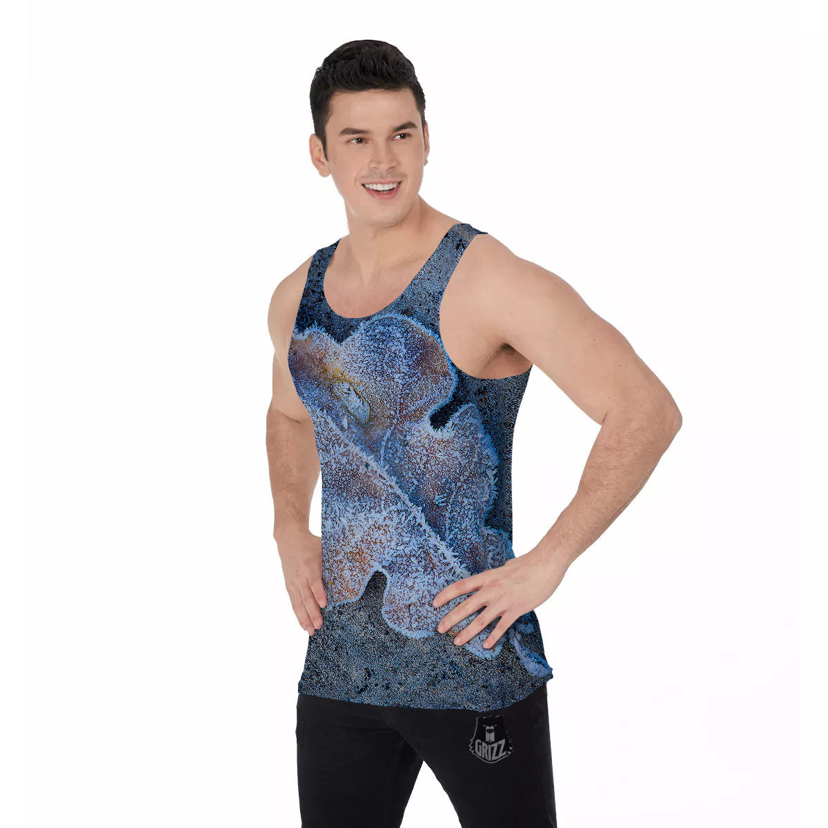 Frozen Leaf Oak Print Men's Tank Top-grizzshop