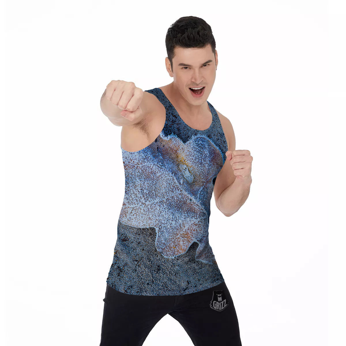Frozen Leaf Oak Print Men's Tank Top-grizzshop
