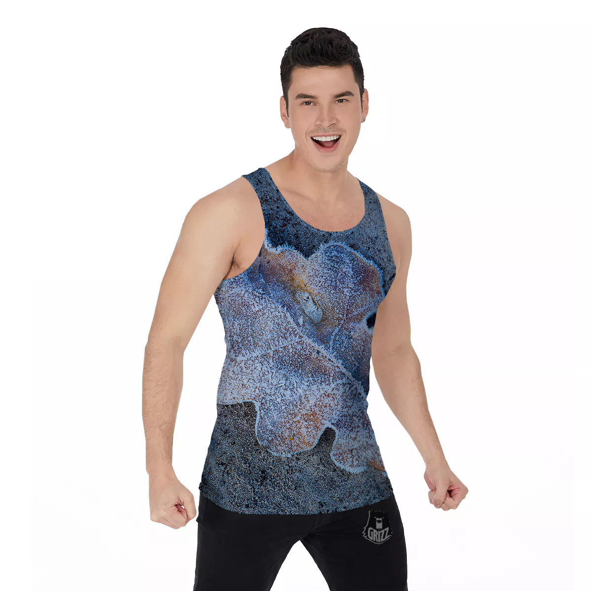 Frozen Leaf Oak Print Men's Tank Top-grizzshop