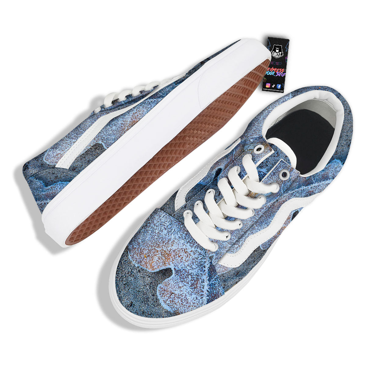 Frozen Leaf Oak Print Skate Shoes-grizzshop