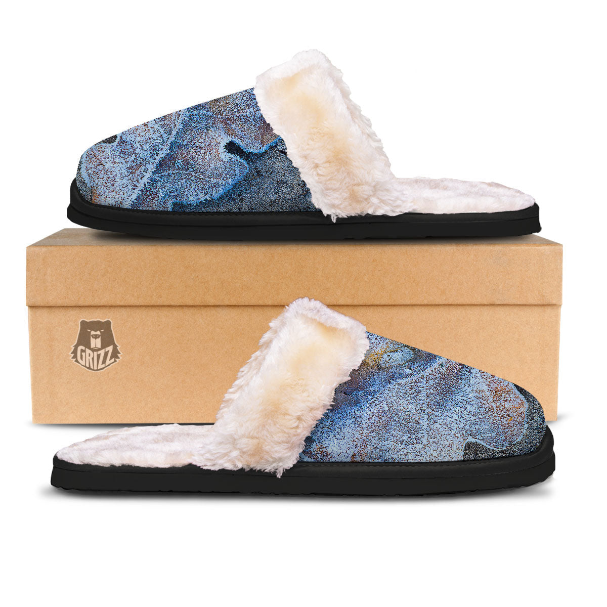 Frozen Leaf Oak Print Slippers-grizzshop