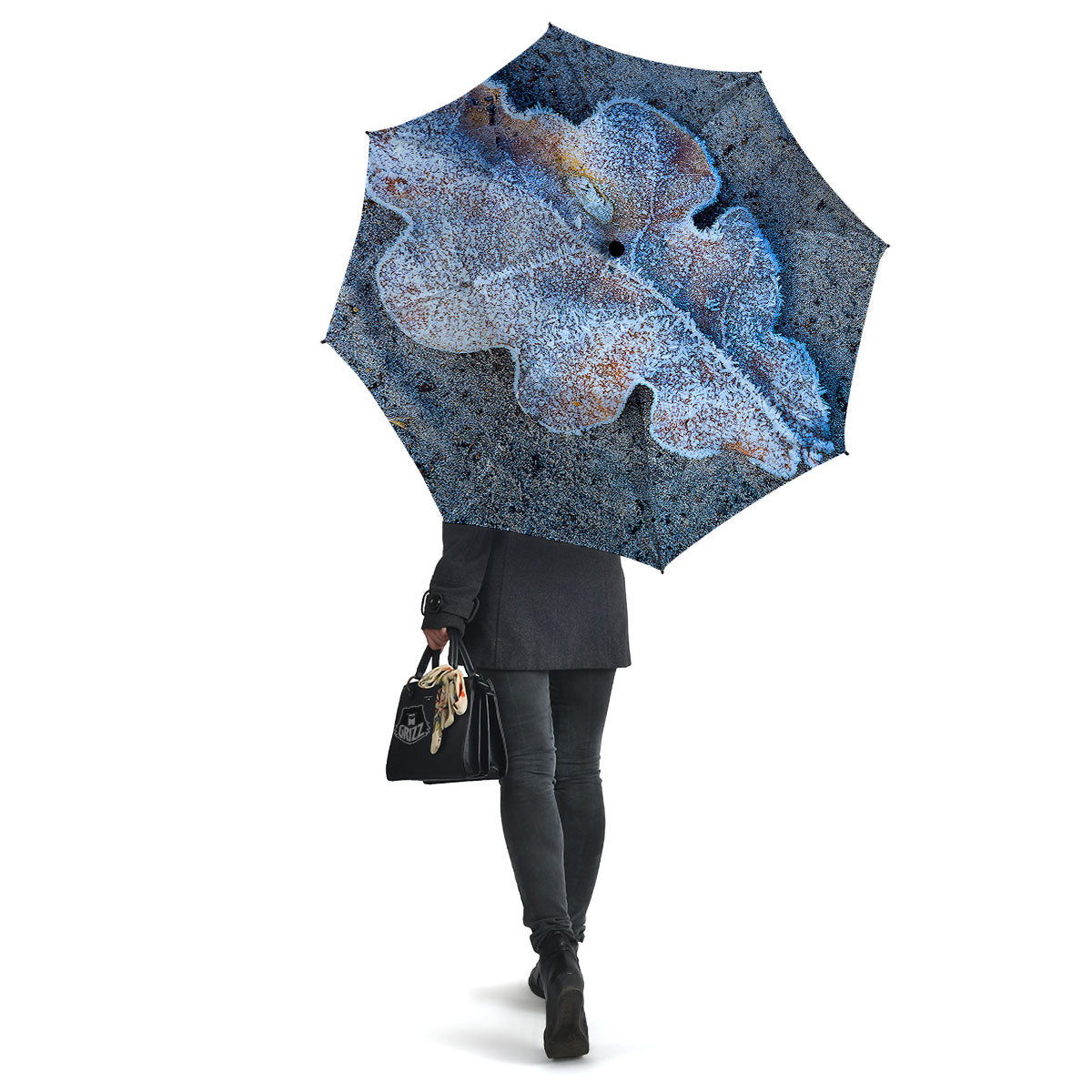 Frozen Leaf Oak Print Umbrella-grizzshop