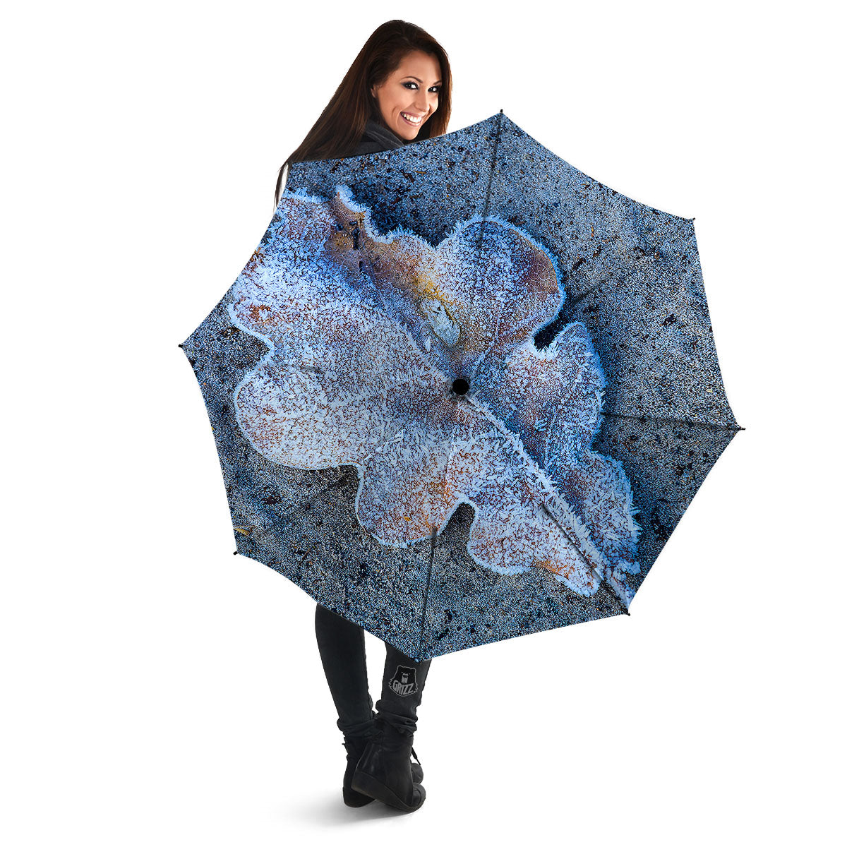 Frozen Leaf Oak Print Umbrella-grizzshop