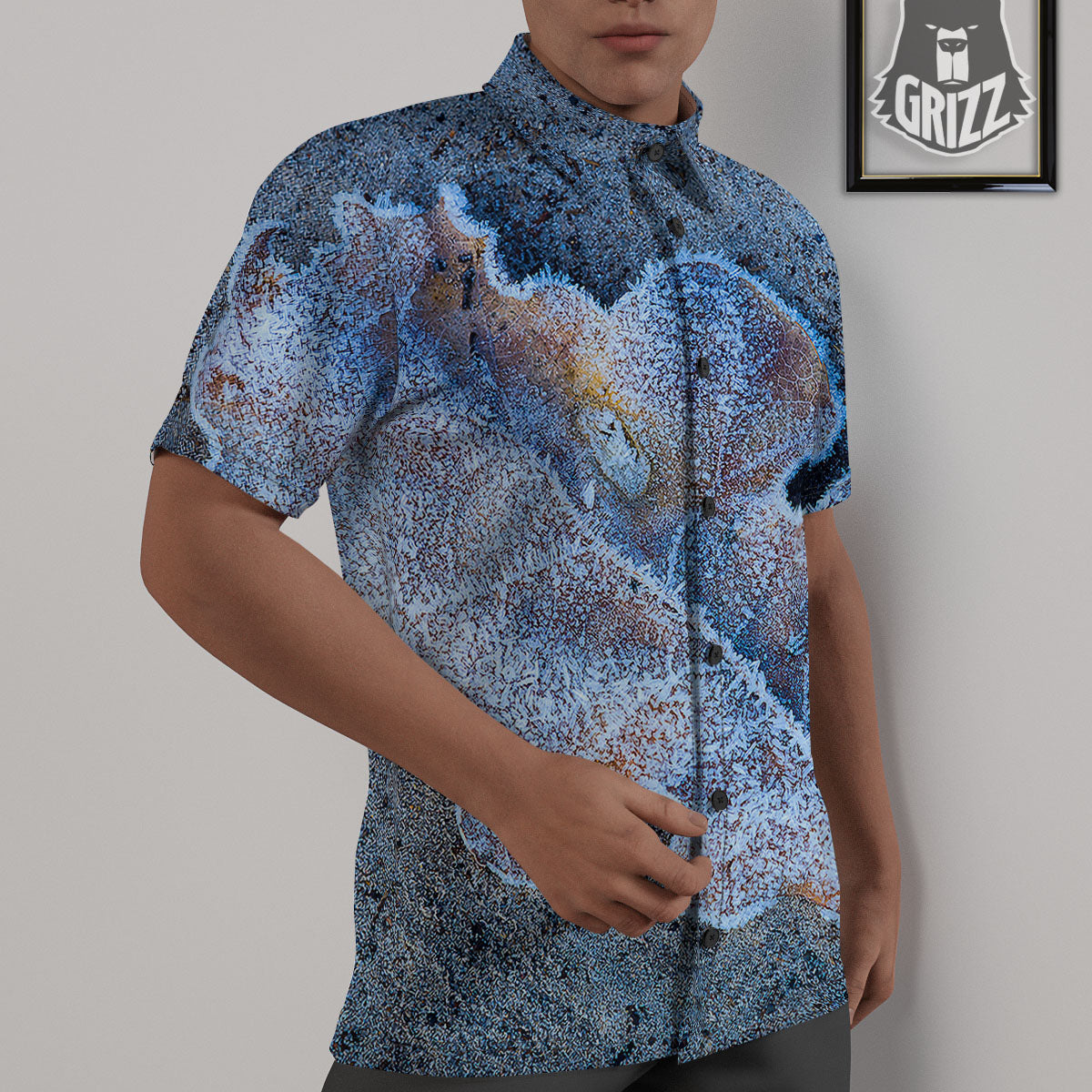 Frozen Leaf Oak Print Untucked Shirts-grizzshop