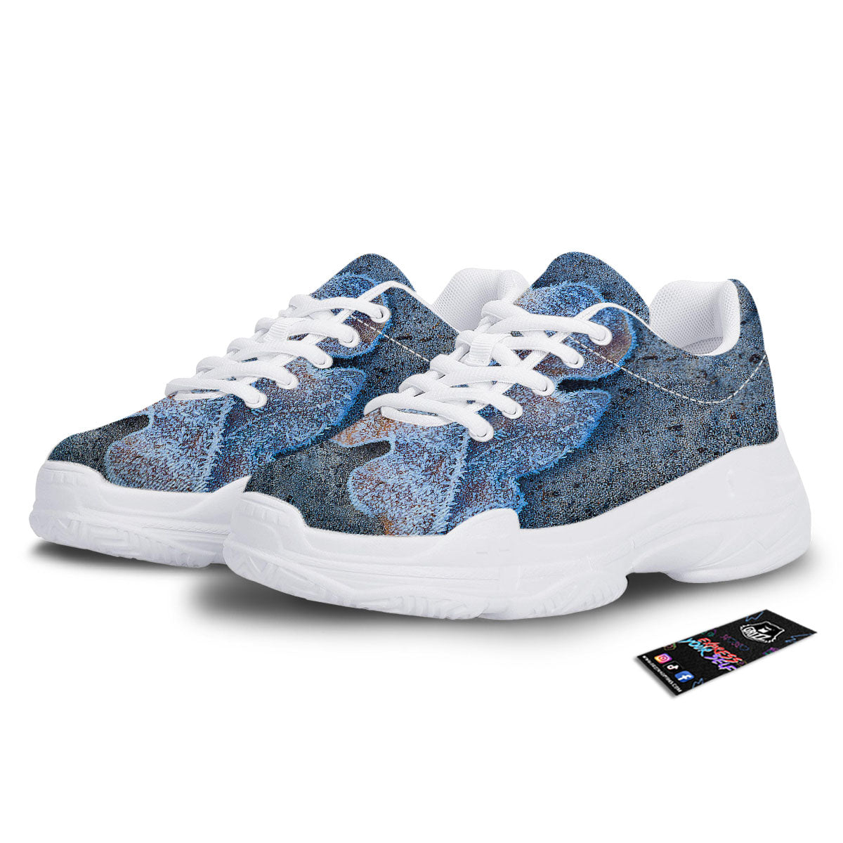 Frozen Leaf Oak Print White Chunky Shoes-grizzshop