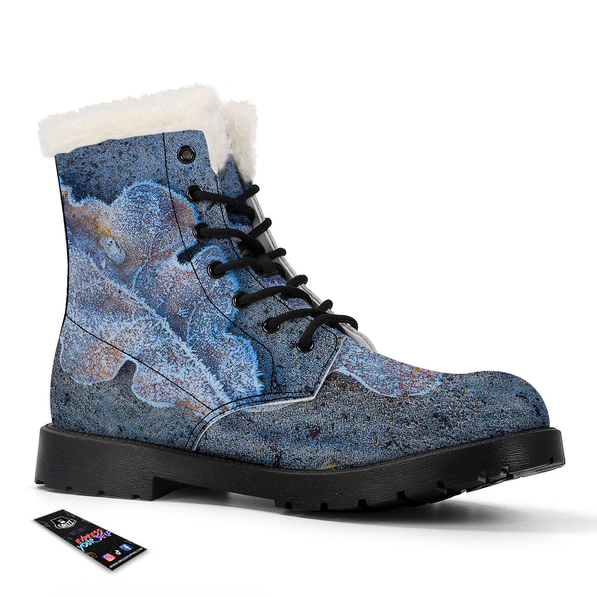 Frozen Leaf Oak Print Winter Boots-grizzshop