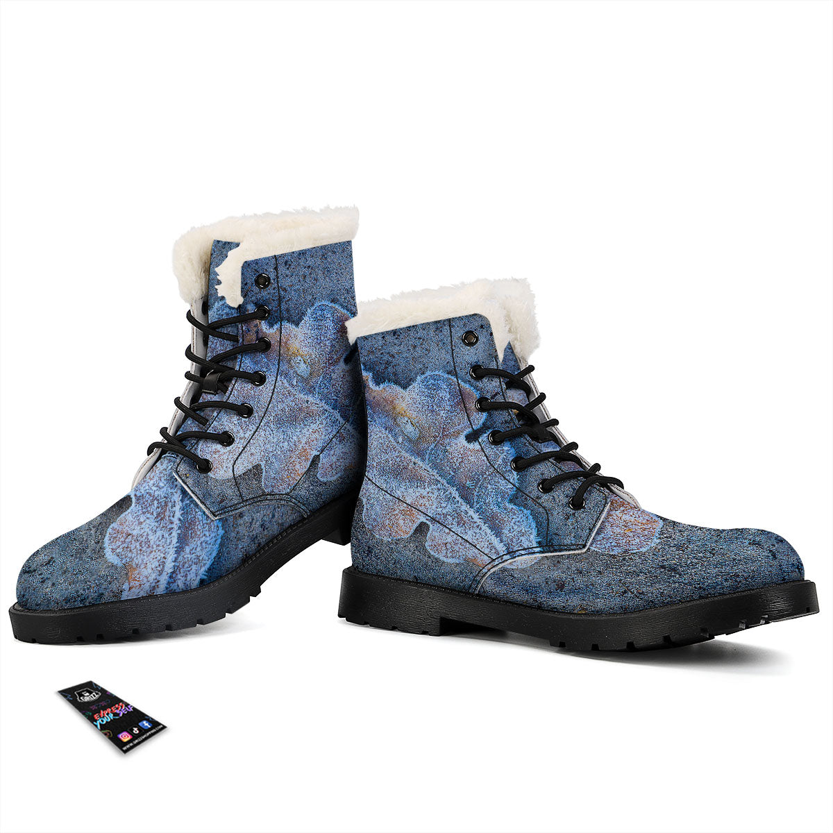 Frozen Leaf Oak Print Winter Boots-grizzshop
