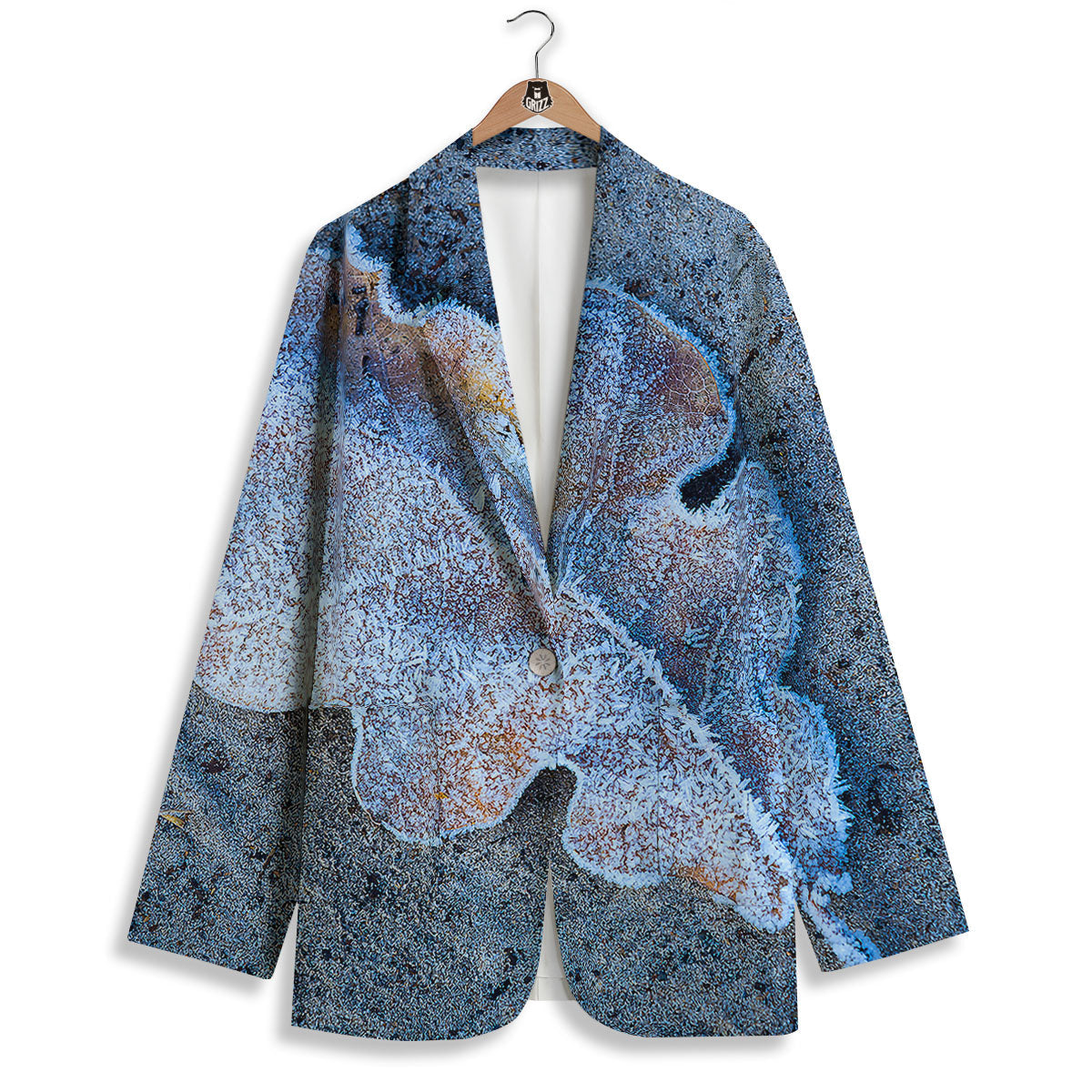 Frozen Leaf Oak Print Women's Blazer-grizzshop