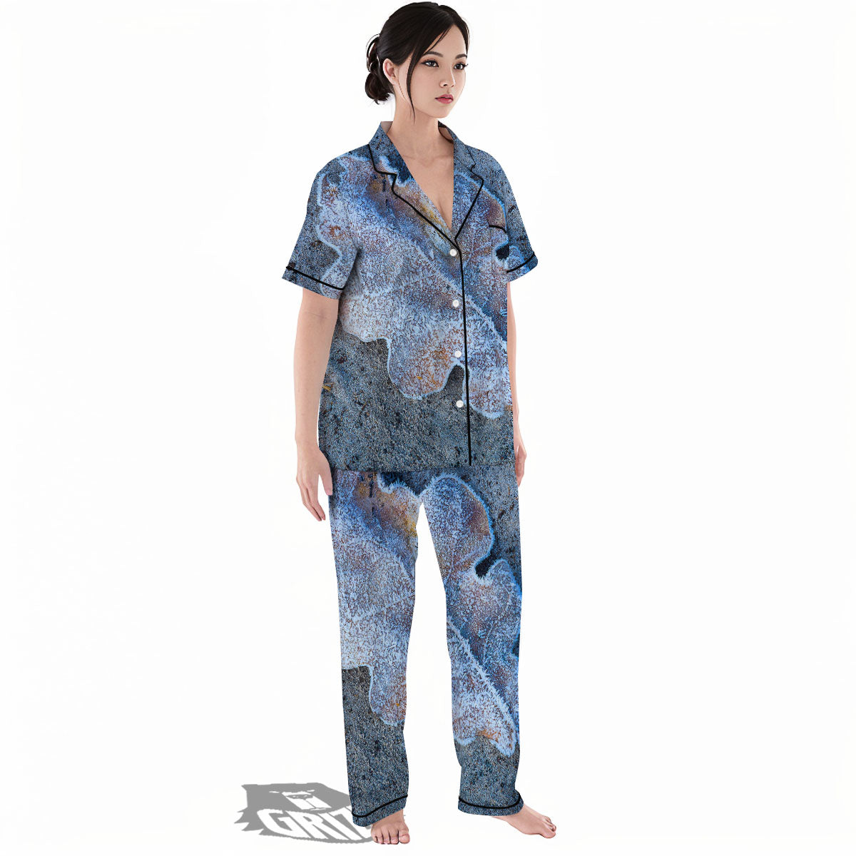Frozen Leaf Oak Print Women's Pajamas Set-grizzshop
