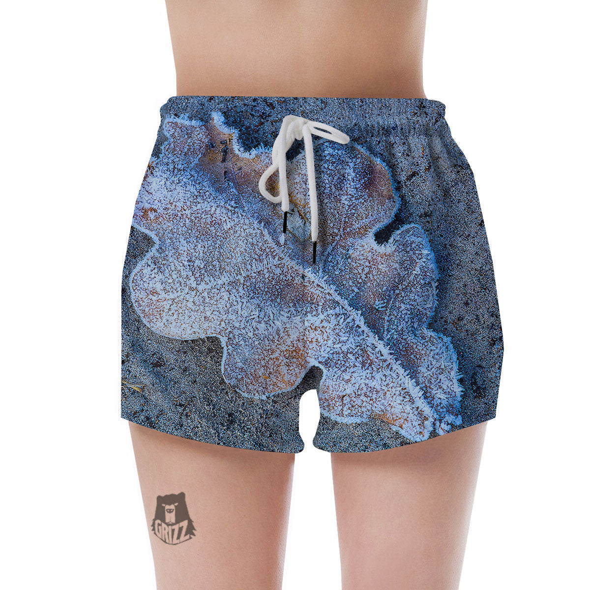 Frozen Leaf Oak Print Women's Shorts-grizzshop