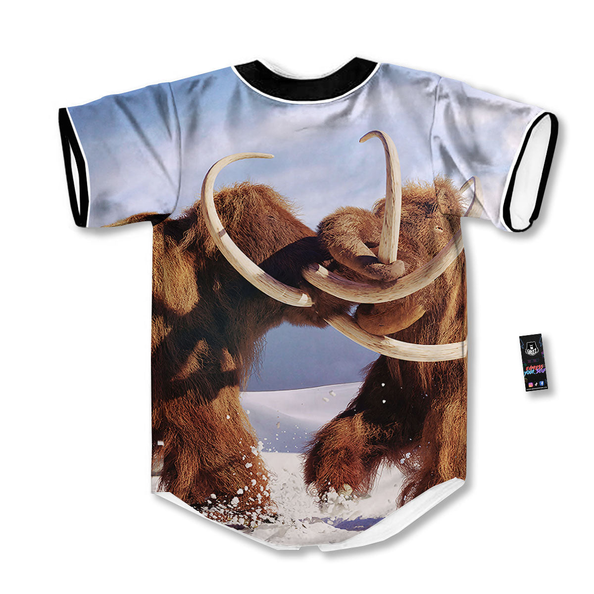 Frozen Mammoth Print Baseball Jersey-grizzshop