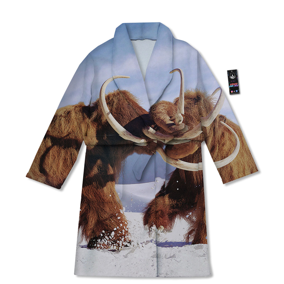 Frozen Mammoth Print Bathrobe-grizzshop