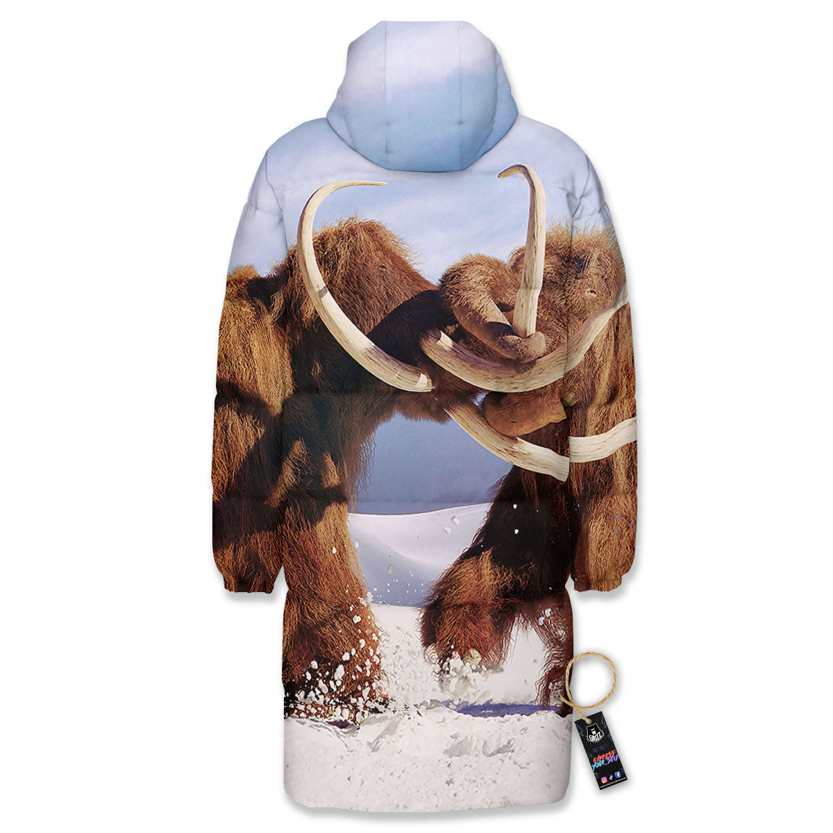 Frozen Mammoth Print Long Down Jacket-grizzshop