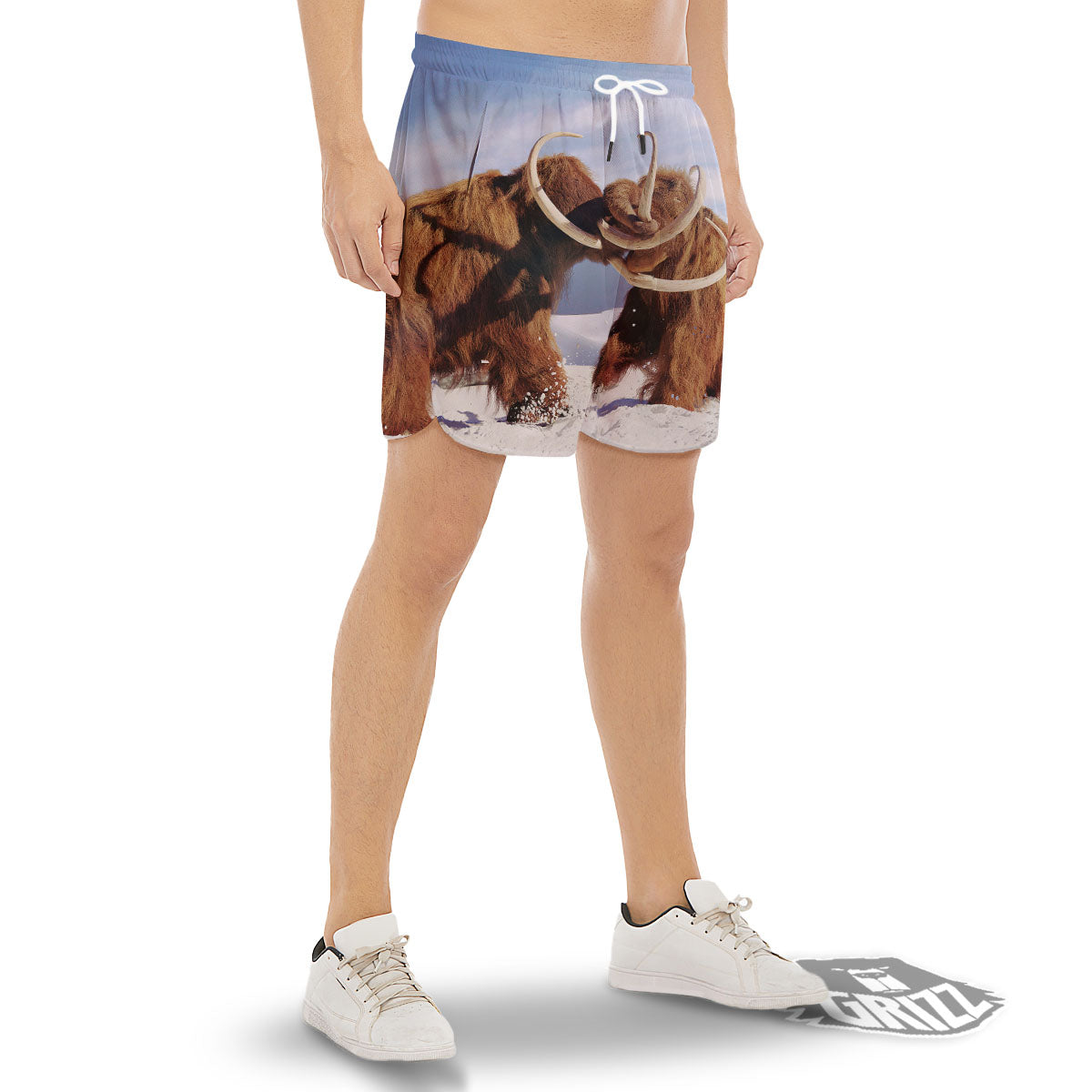 Frozen Mammoth Print Men's Gym Shorts-grizzshop
