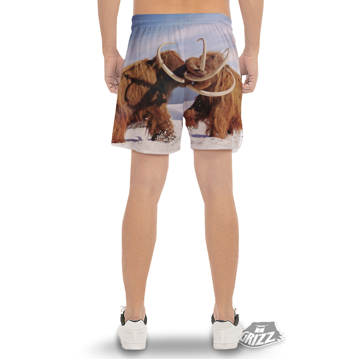 Frozen Mammoth Print Men's Gym Shorts-grizzshop