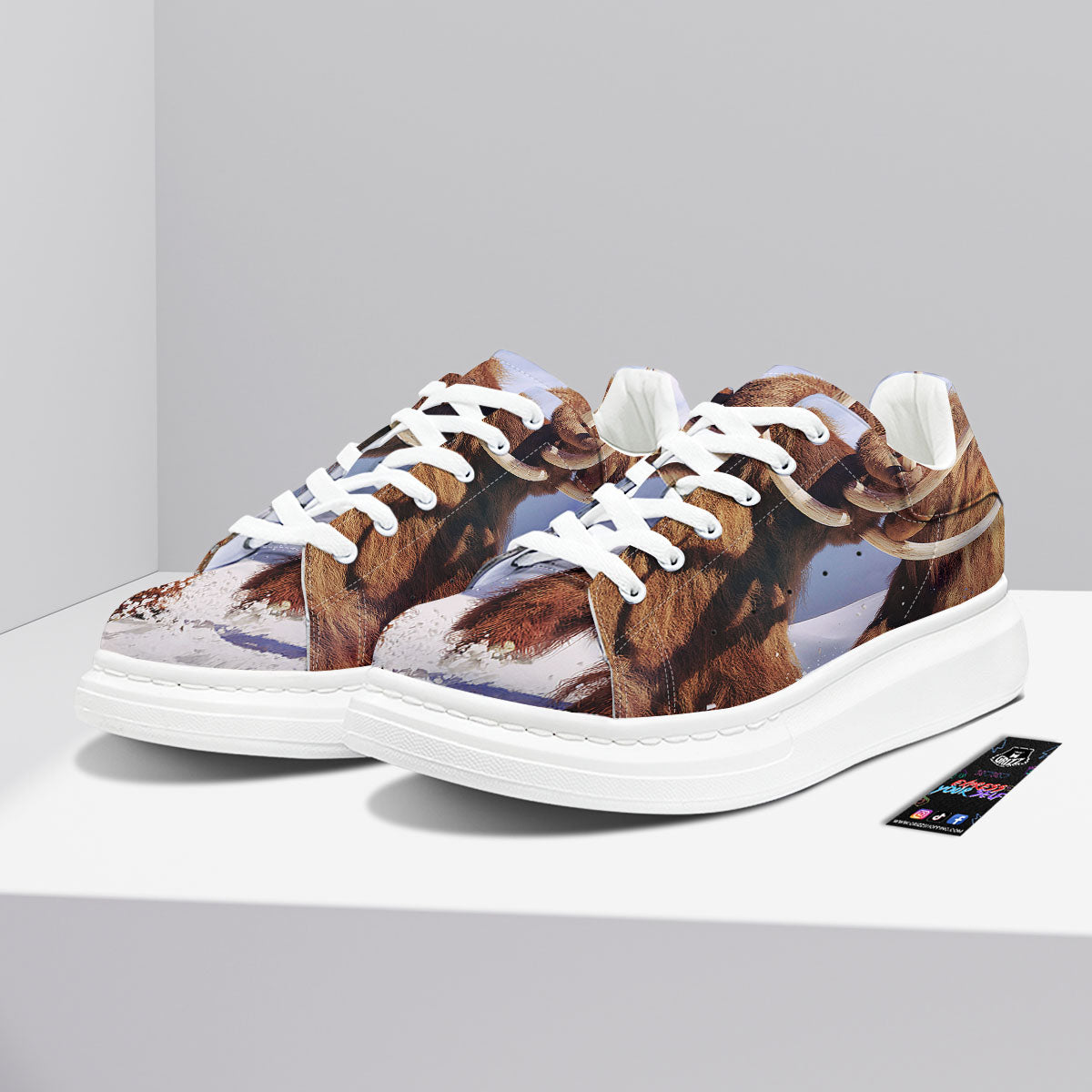 Frozen Mammoth Print Platform Shoes-grizzshop