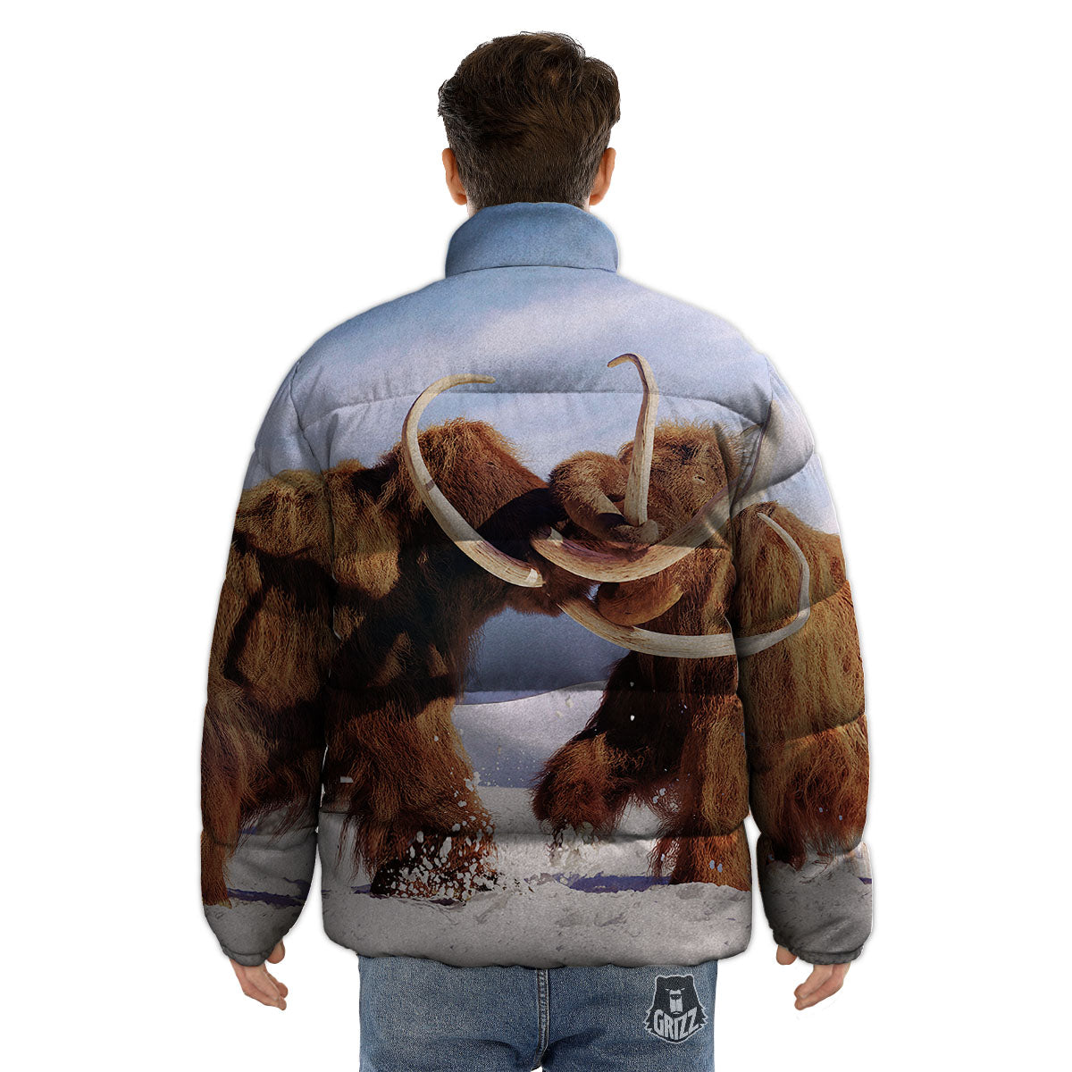 Frozen Mammoth Print Puffer Jacket-grizzshop