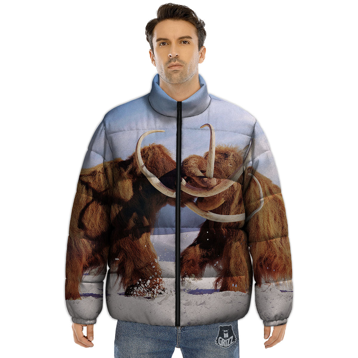 Frozen Mammoth Print Puffer Jacket-grizzshop