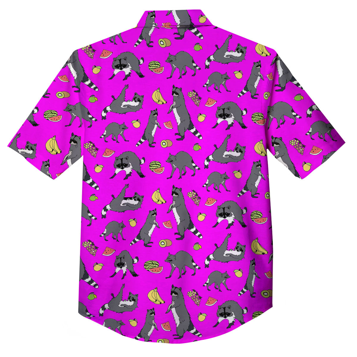 Fruit And Raccoon Print Pattern Button Up Shirt-grizzshop