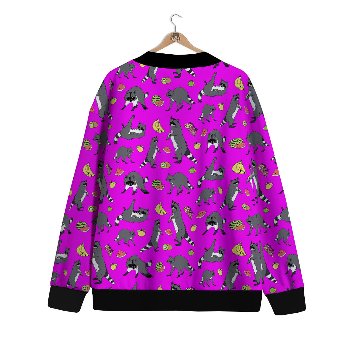 Fruit And Raccoon Print Pattern Cardigan-grizzshop
